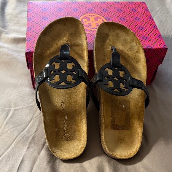 Tory Burch Shoes - Tory Burch Black and Tan Sandals with original box & bag